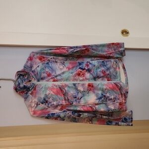 Floral tie-dye athletic sweater